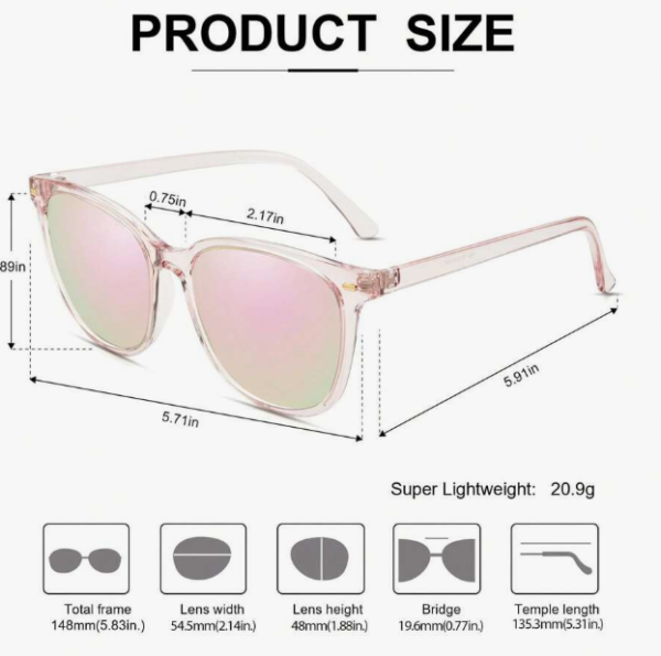 1 Pair Polarized Sunglasses For Women, Square Mirrored Shades With UV Protection Reduce Glare Sun Glasses - Image 4